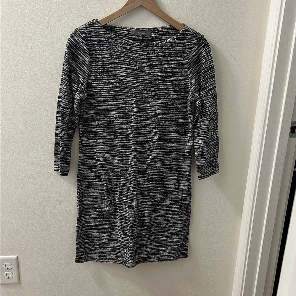 Daisy Fuentes Black and White Striped Long Sleeve Dress